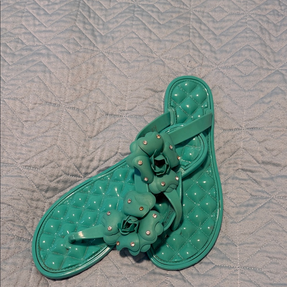 Dizzy Women's Floral Teal beach Sandals sz 8